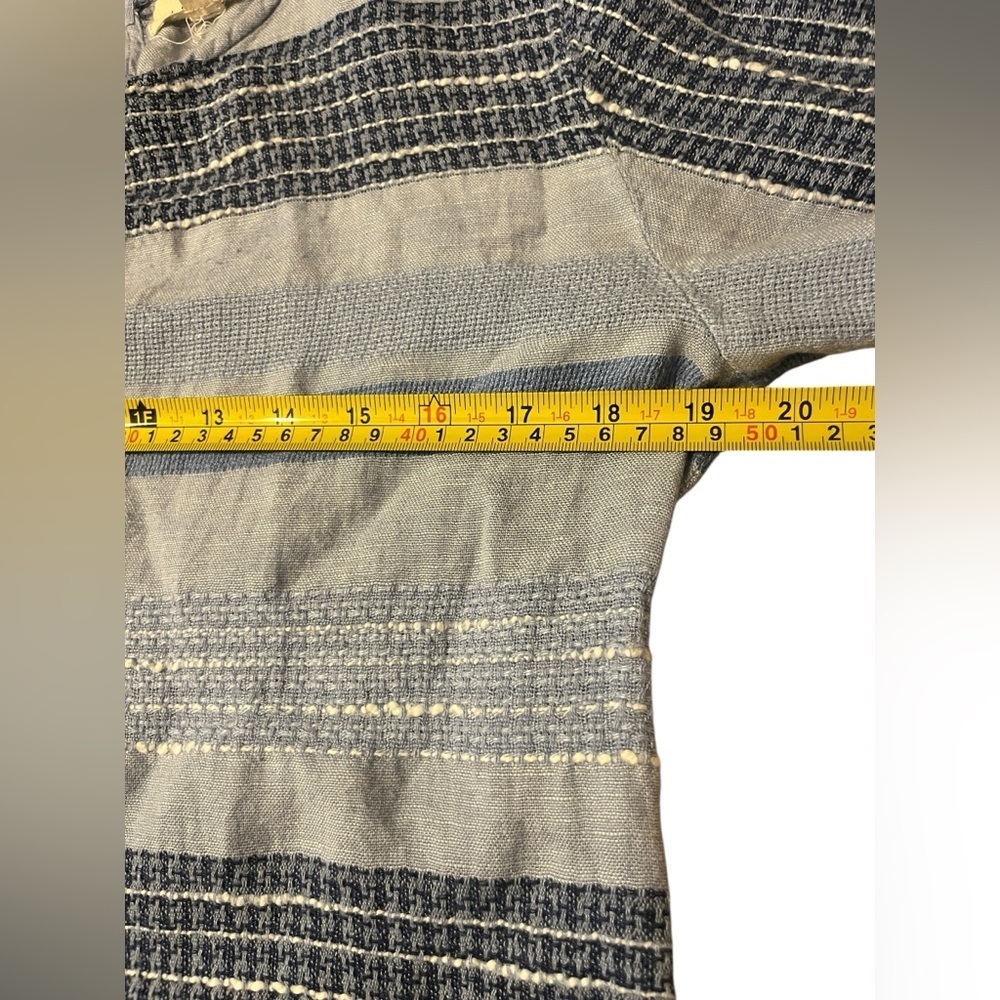 Anthropologie Cloth and Stone Linen Bella Dahl 3/4 sleeve Frayed Hem Top Sz M - Picture 9 of 9